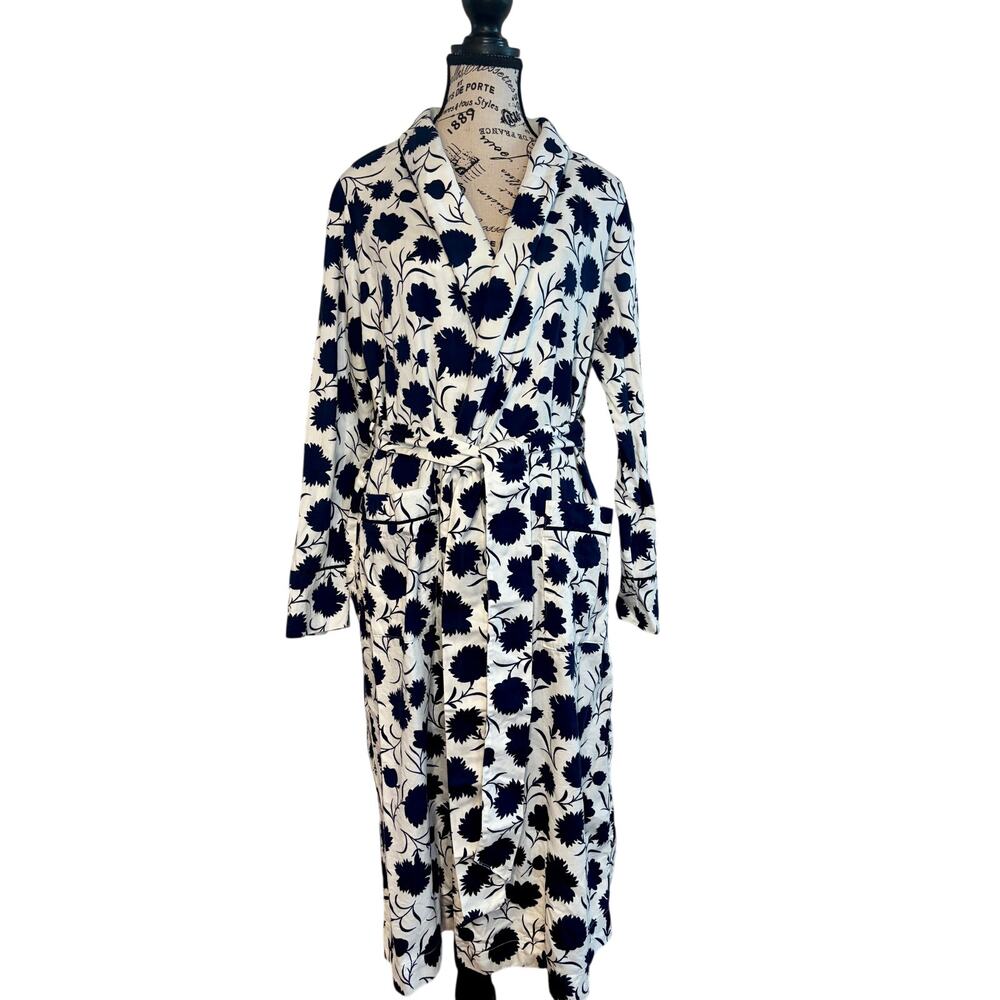 Boden Blue White Floral Midi Robe Romantic Sleepwear Gown size M